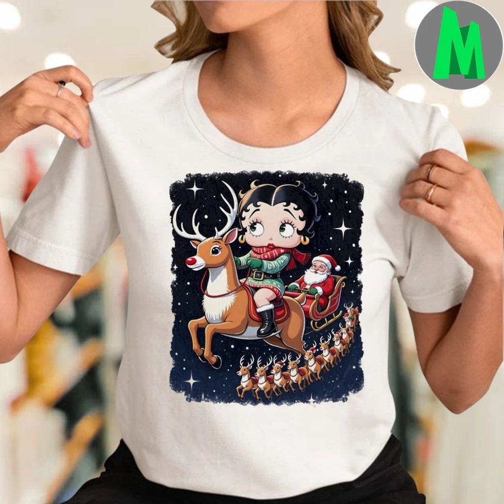 Betty Boop With Rudolph Christmas Shirt