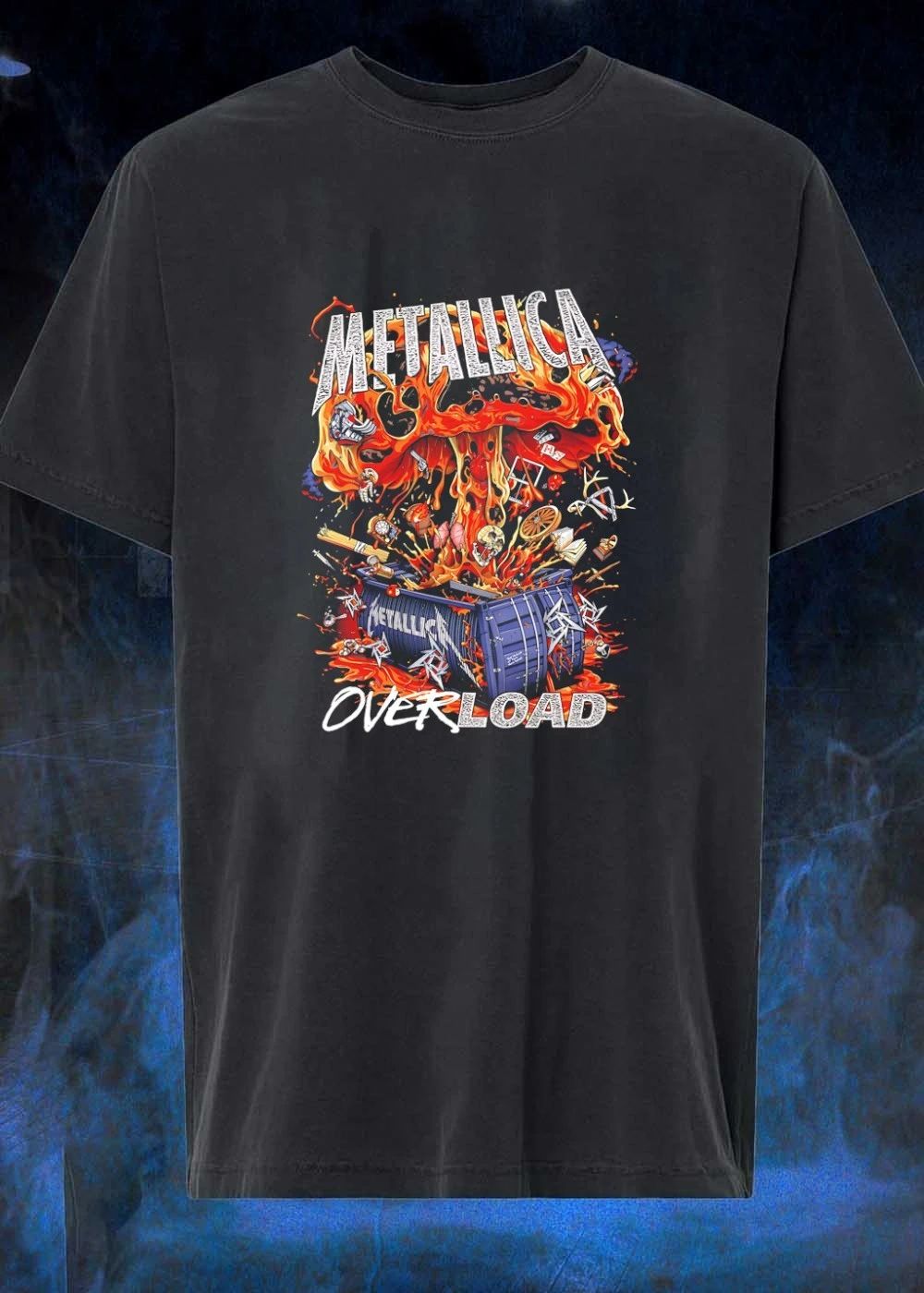 Metallica Overload with explosion and various items shirt