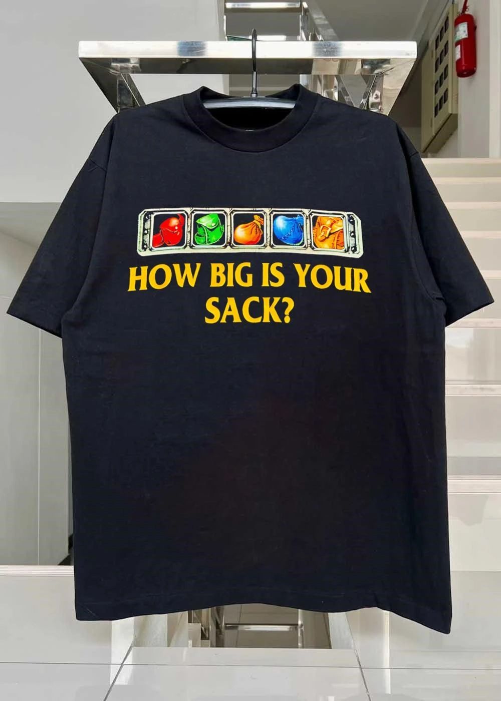 How big is your sack World of Warcraft loot bag icon shirt