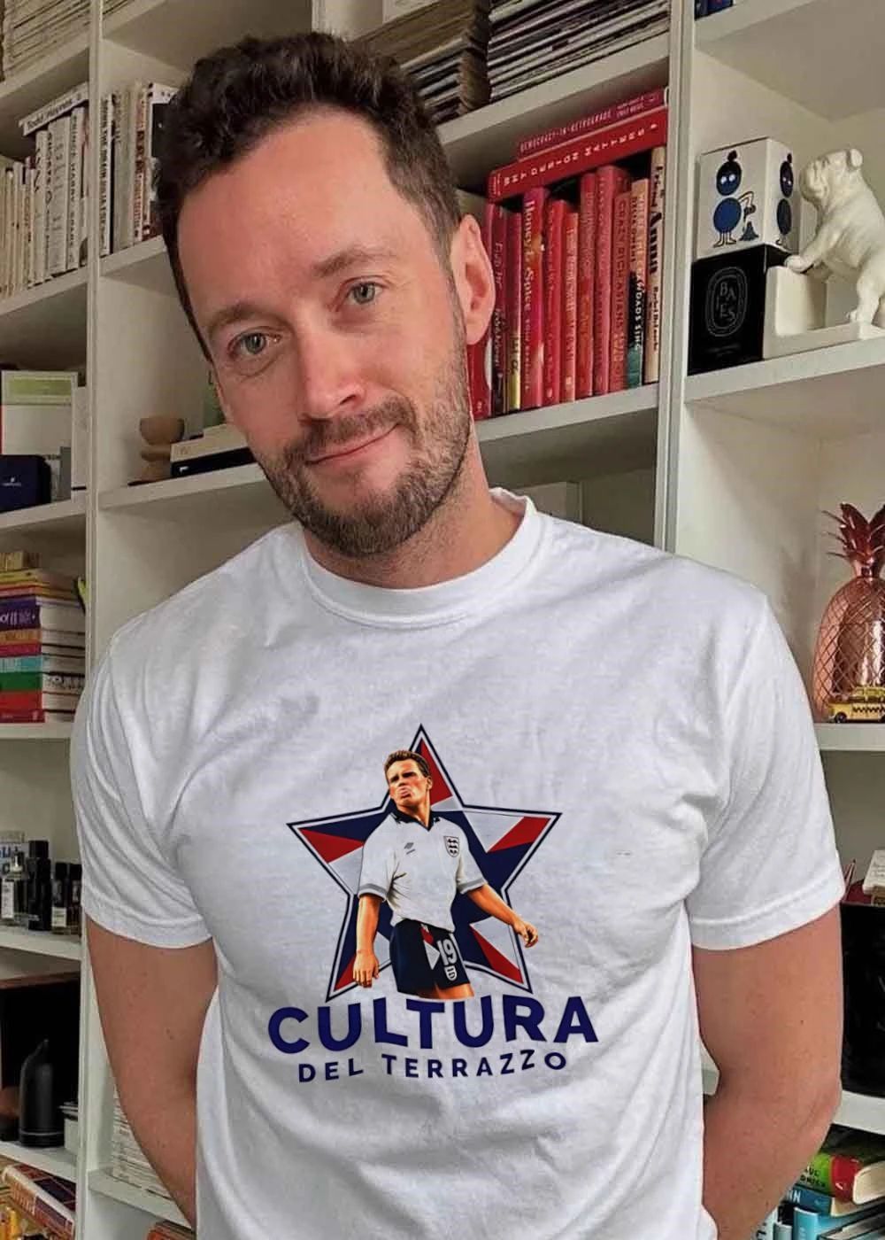 Paul Gascoigne Tongue Out Cultura del Terrazzo England Shirt