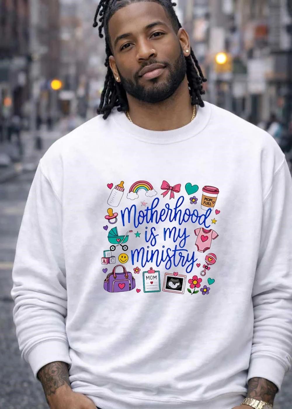 Motherhood Is My Ministry Rainbow Baby Shower Gift Shirt