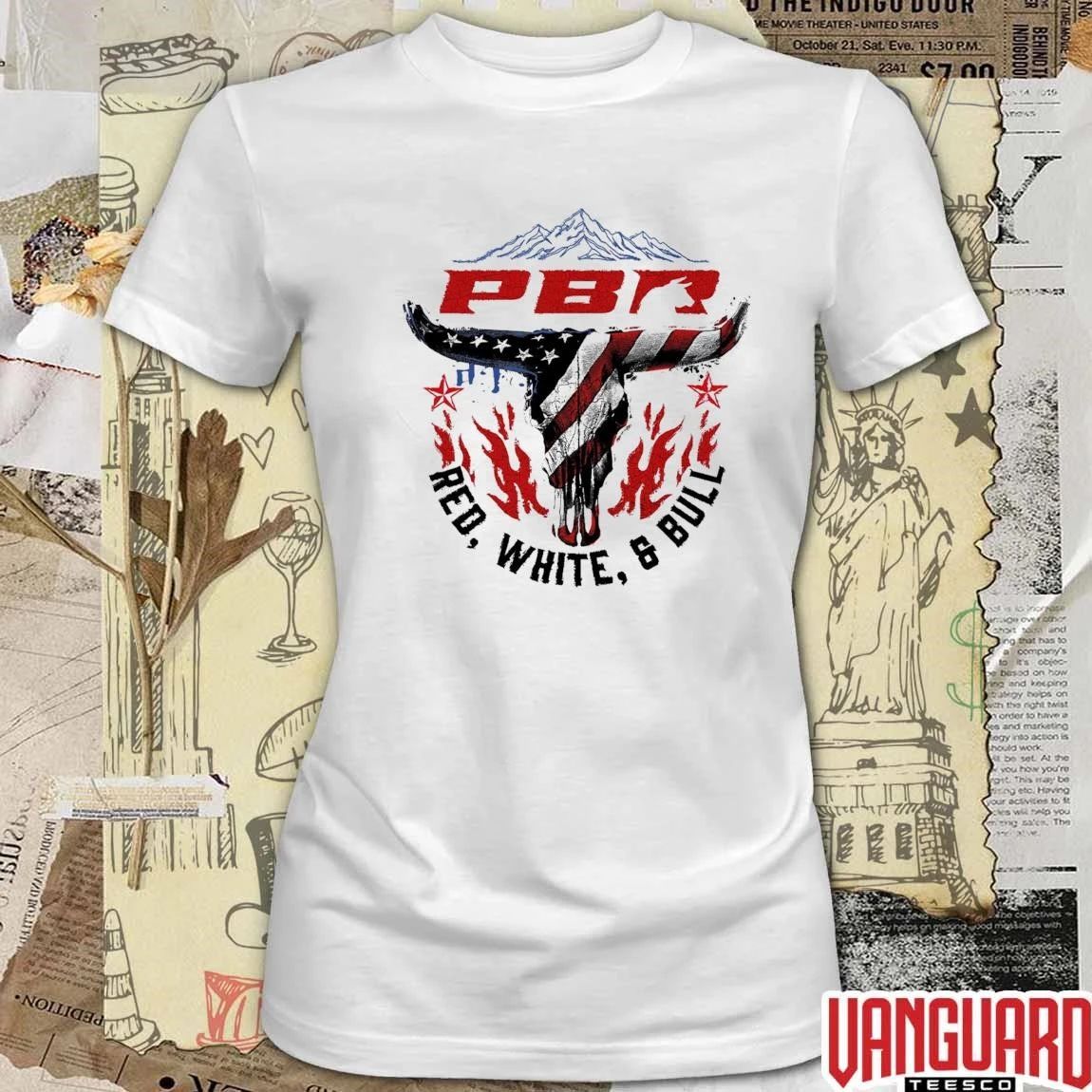 2026 PBR Professional Bull Riders Red, White and Bull Patriotic Bull Skull t-shirt