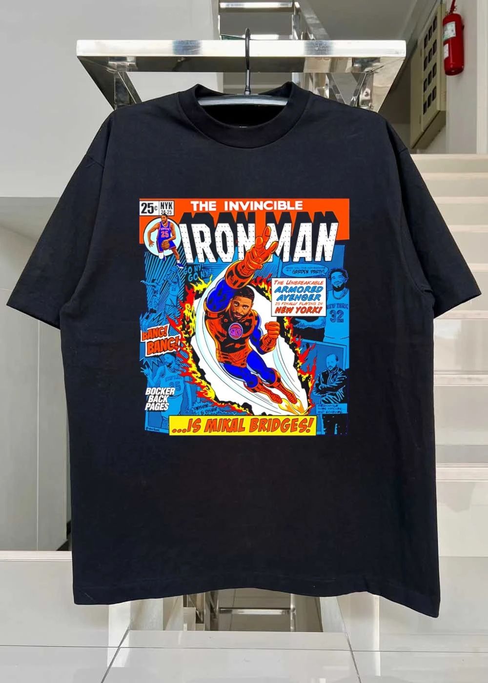 Knicks Fan Art] Mikal Bridges The Invincible Iron Man Garden Party Shirt