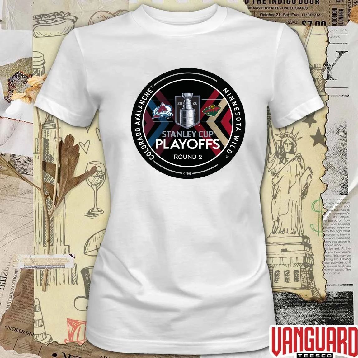 Colorado Avalanche Mustang 2026 Stanley Cup Playoffs Round 2 Matchup Puck t-t-shirt