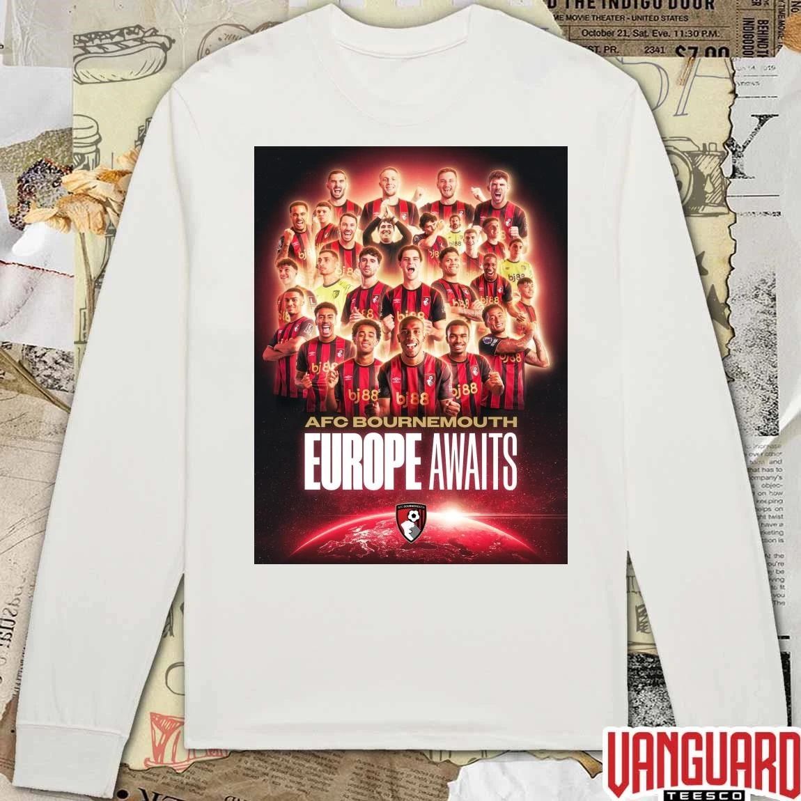 2026 AFC Bournemouth European Football Awaits Poster t-shirt