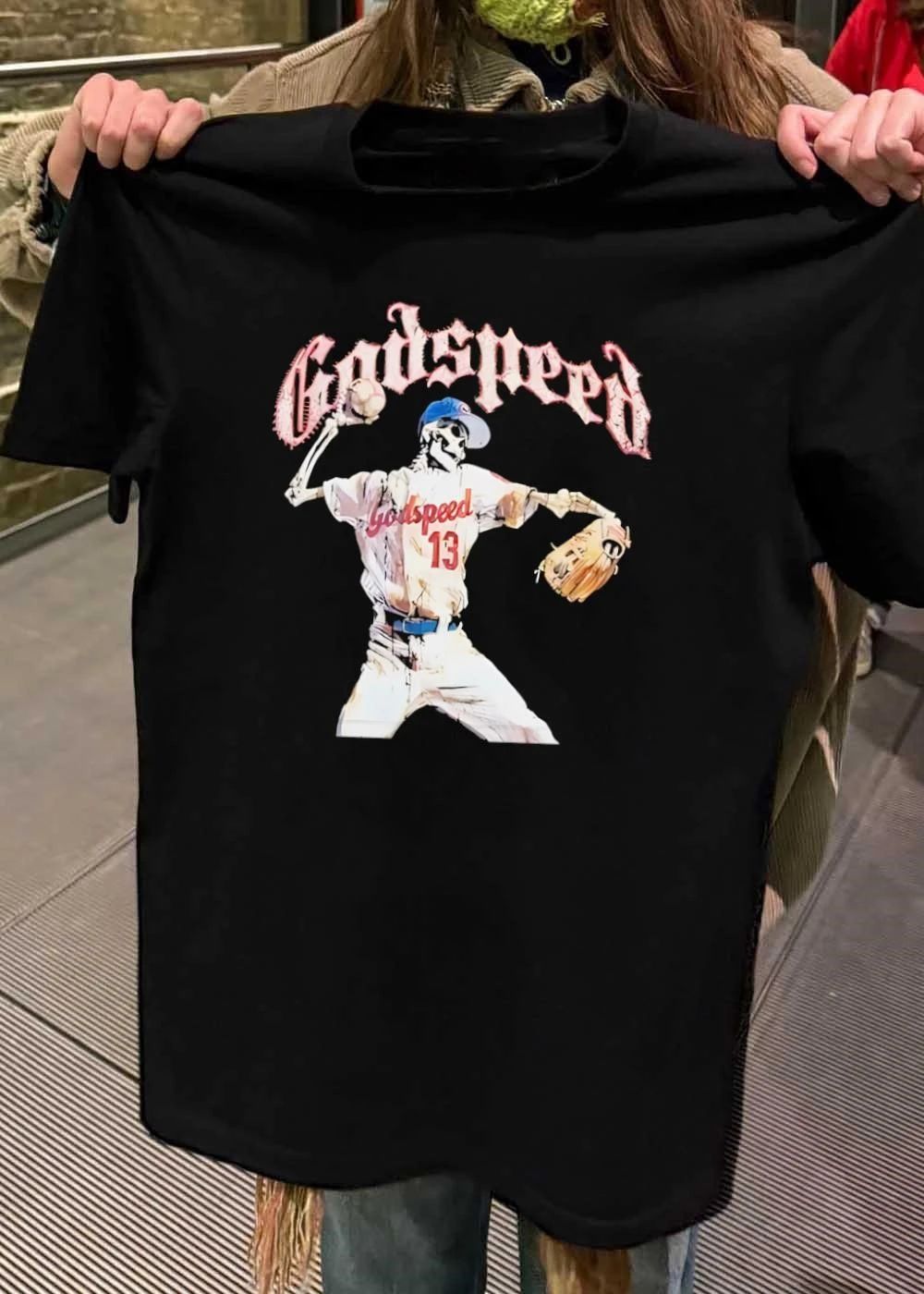 Godspeed Skeleton Baseball Player Pitching Godspeed 13 T-Shirt