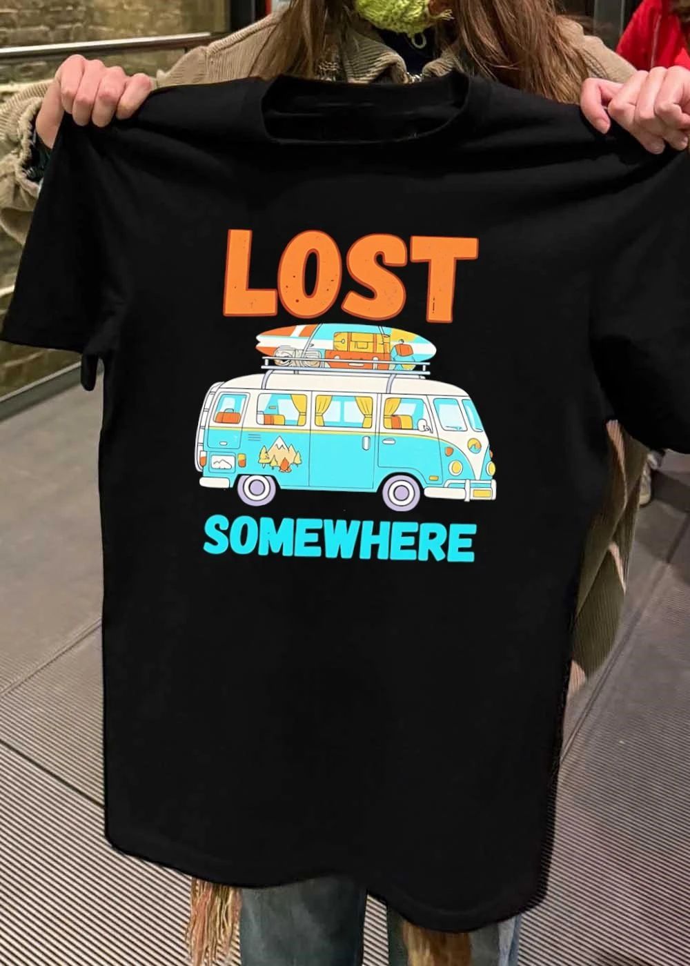 Lost Somewhere Travel Retro Camper Van T-Shirt