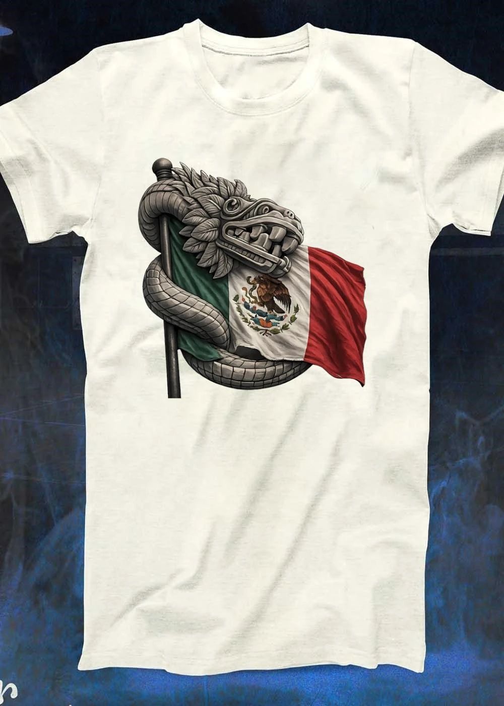 Quetzalcoatl Coiling Around Mexican Flag shirt
