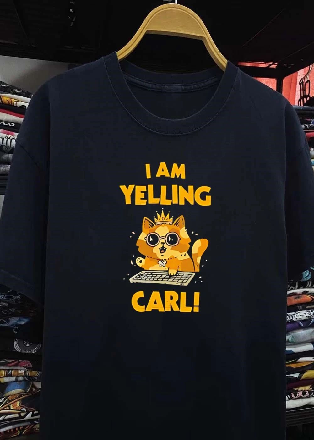 I Am Yelling Carl Cat Wearing Crown Sunglasses Keyboard shirt