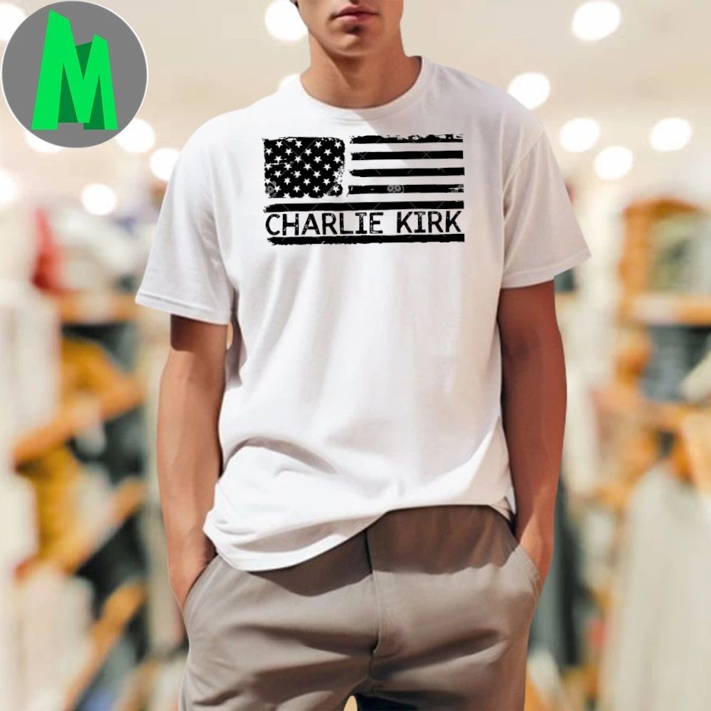 Charlie Kirk American Flag Pray for Charlie Kirk T-shirt