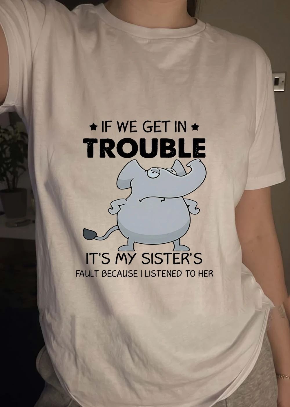 Funny Sibling Gifts Get In Trouble It Is My Sister Fault Because I Listened Shirt