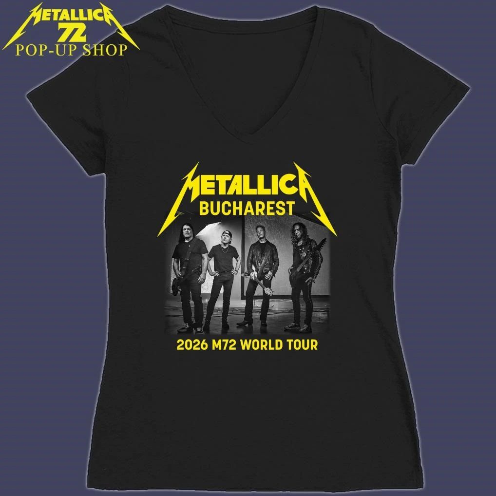 Metallica M72 Bucharest Romania 2026 Band Members World Tour T-Shirt
