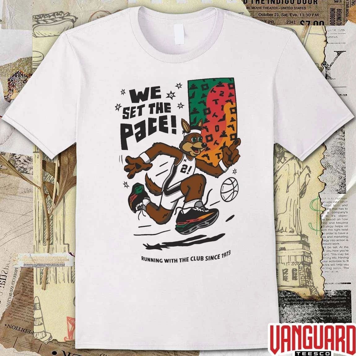 We Set the Pace Running With The Club Since 1973 San Antonio Spurs mascot t-shirt