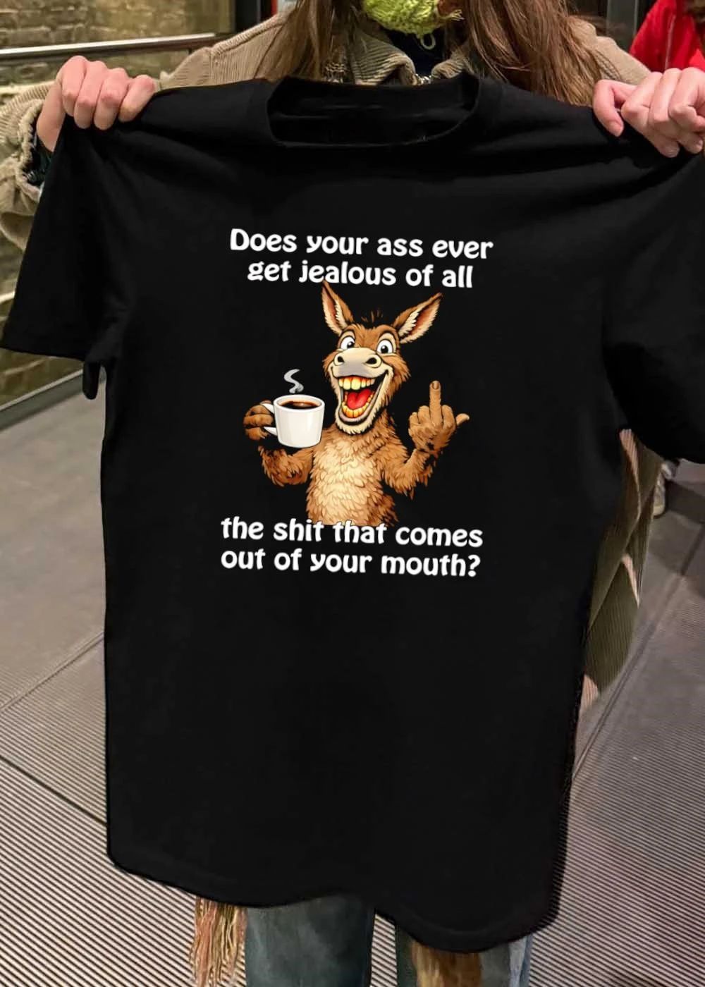 Funny Donkey Middle Finger Coffee Cup Sarcastic Ass Jealous Mouth Quote Shirt