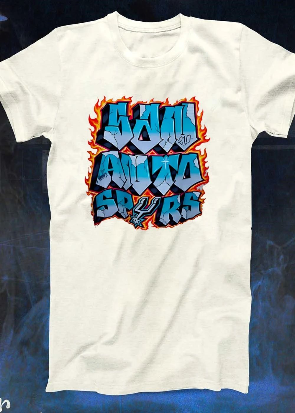 Amor 210 San Antonio Spurs Graffiti Flame T-Shirt