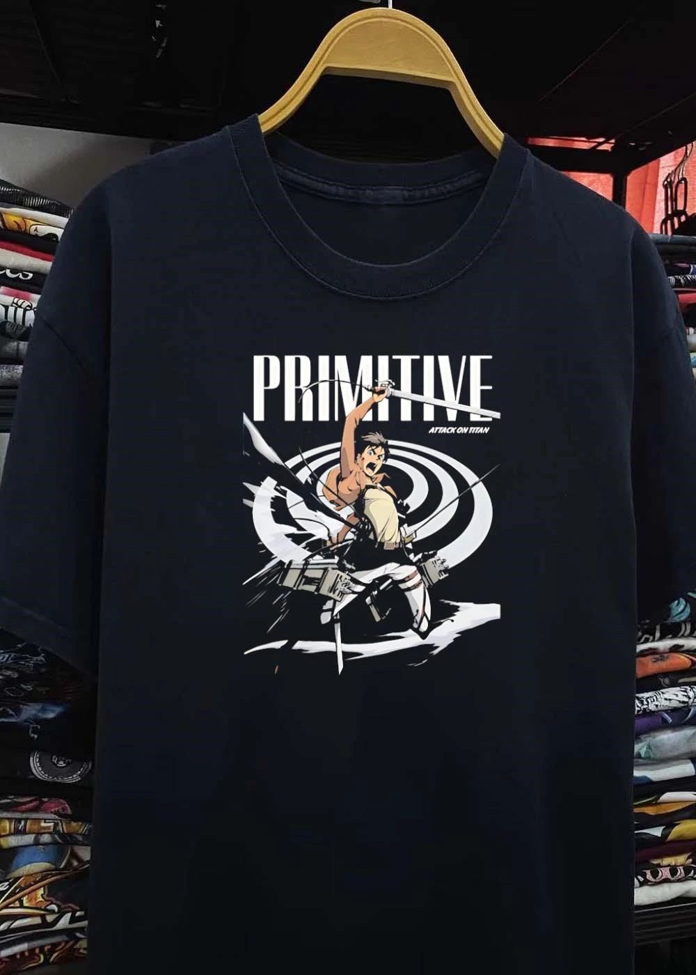 Primitive Attack on Titan Eren Yeager Swinging Sword Graphic T-Shirt