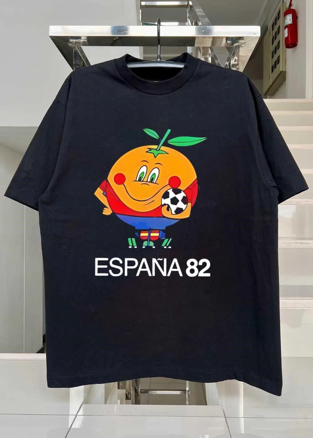 Naranjito Mascot Playing Football Spain 82 World Cup T-Shirt