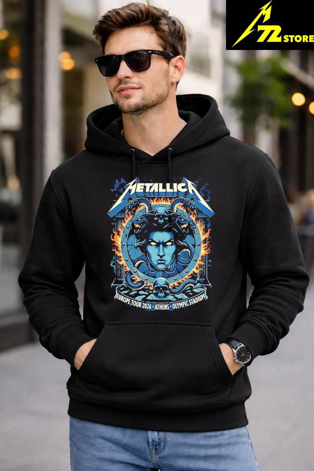 Metallica M72 Athens Europe Tour 2026 Medusa Shield Art On May 9 2026 At Olympic Stadium Athens Greece Shirt