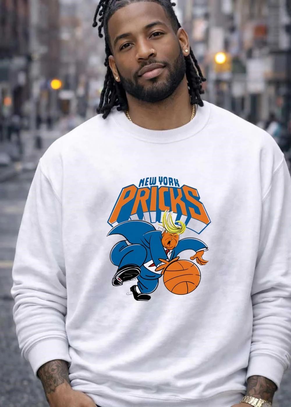 New York Pricks Donald Trump Angry Cartoon Character Dribbling Basketball shirt