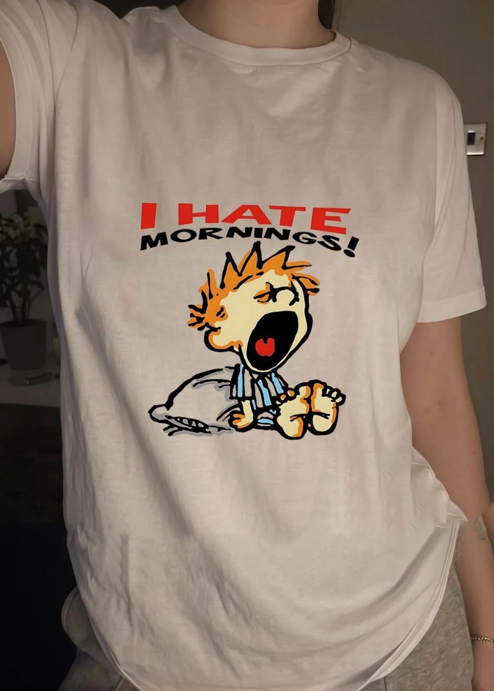 I Hate Mornings cartoon shirt