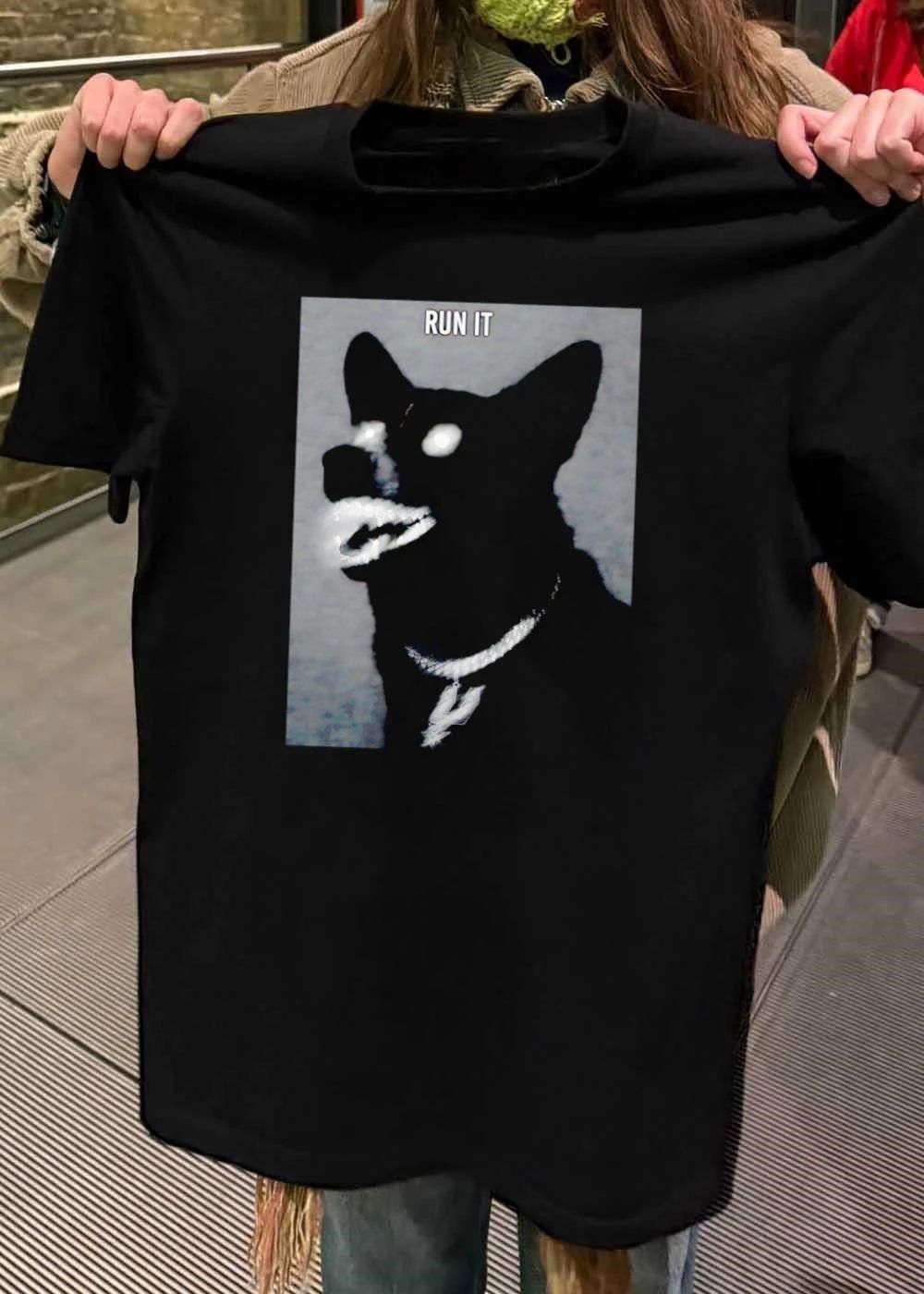 Run It Black Dog With Diamond Grill And Spurs Pendant T-Shirt