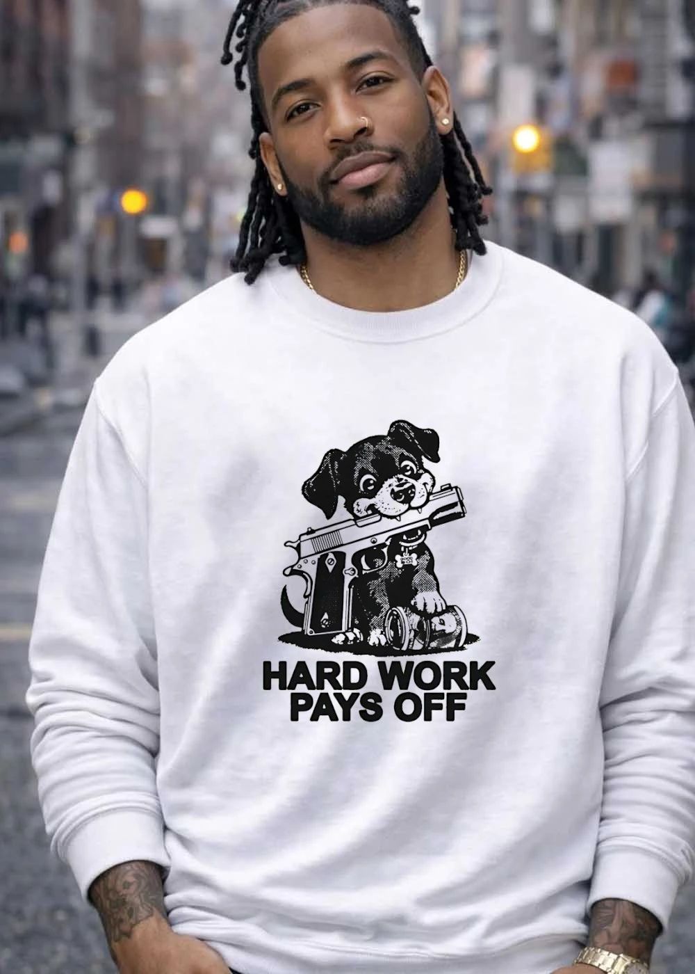 Hard Work Pays Off Dog With Gun And Money shirt