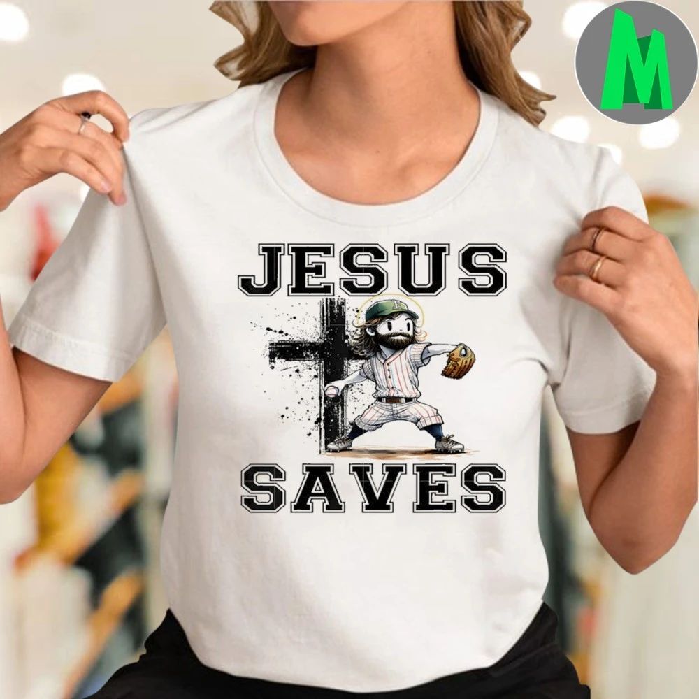 Original Jesus Saves Baseball Religious Christian Faith Cross Shirt