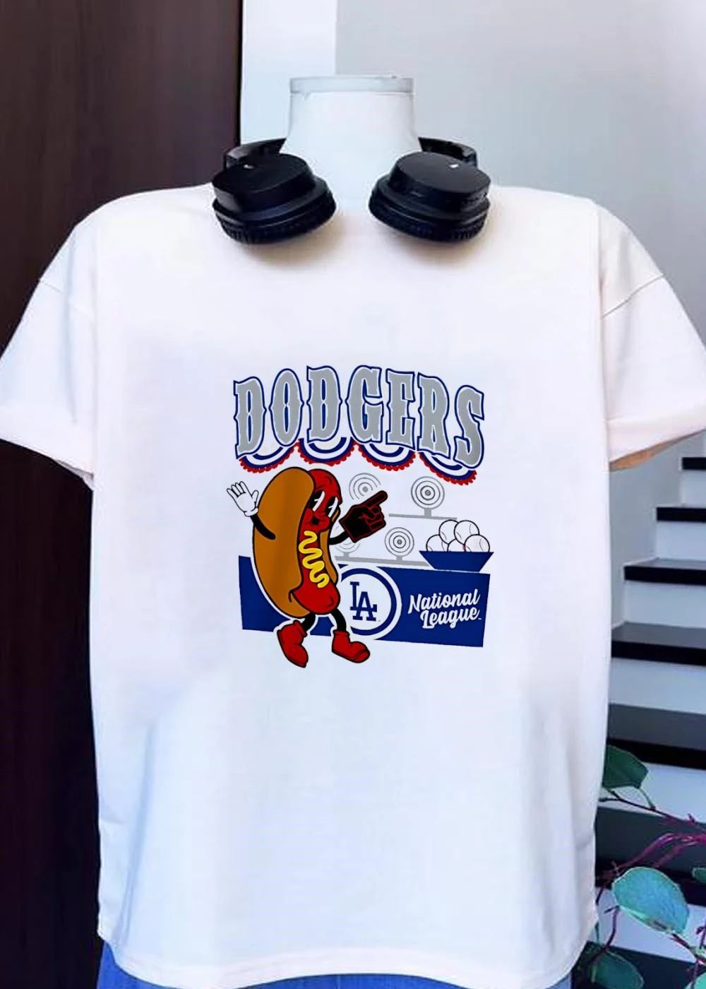 Cartoon Hot Dog Los Angeles Dodgers National League DODGERS LA National League shirt