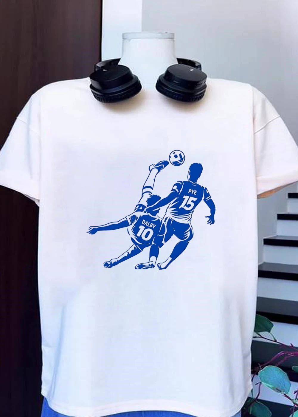 Dalby 10 Pye 15 Soccer Players Overhead Kick Action Shirt
