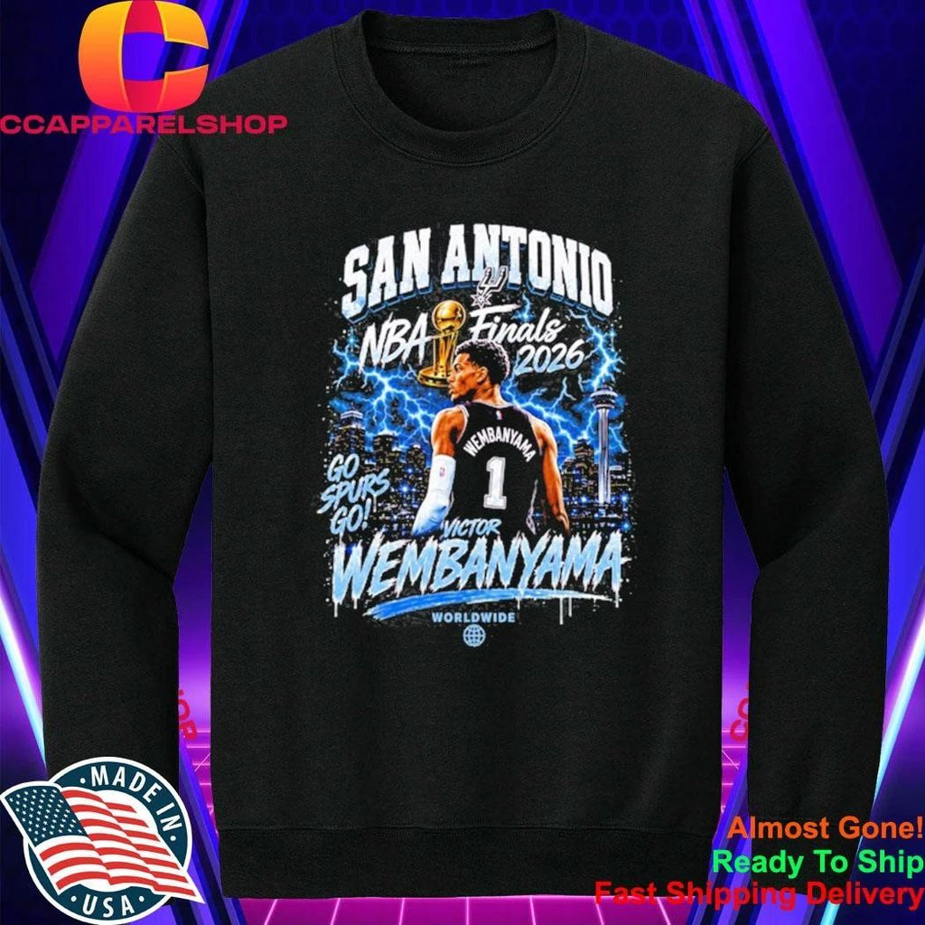 San Antonio Spurs Victor Wembanyama Vintage Lightning Graphic Basketball Finals 2026 Shirt