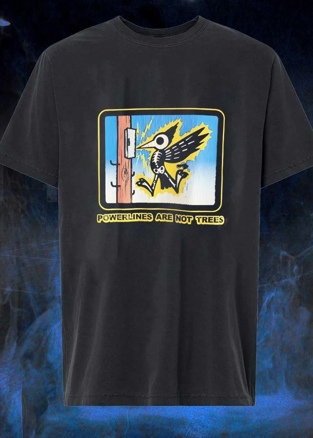 Bird Skeleton Electric Shock Powerlines Are Not Trees T-Shirt