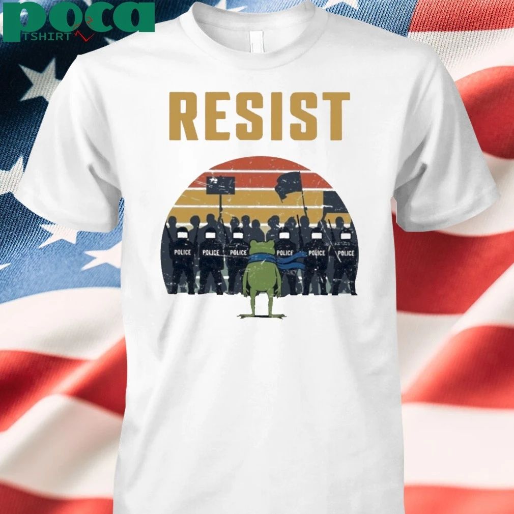 Resist Police portland Frog Protest Sunset Vintage T-shirt
