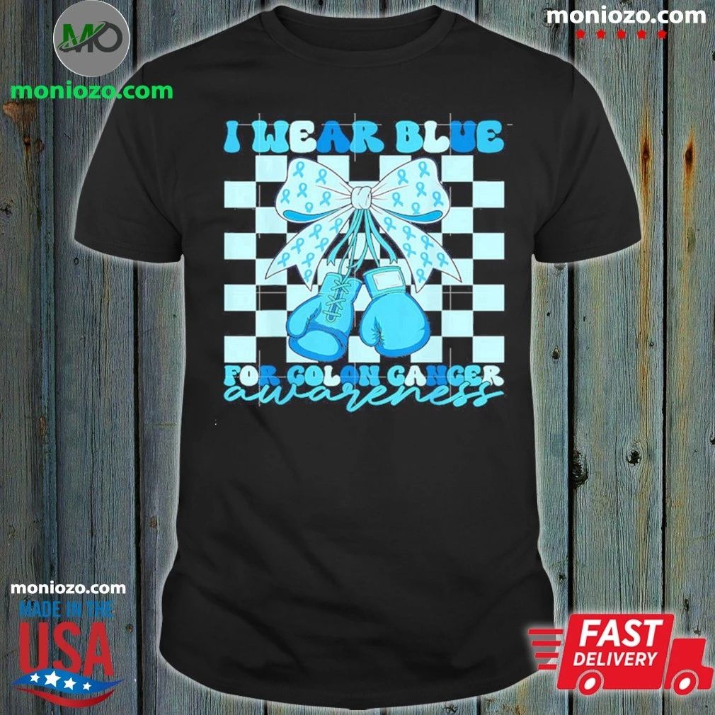 Original I Wear Blue for Colon Awareness Coquette Boxing Gloves Shirt