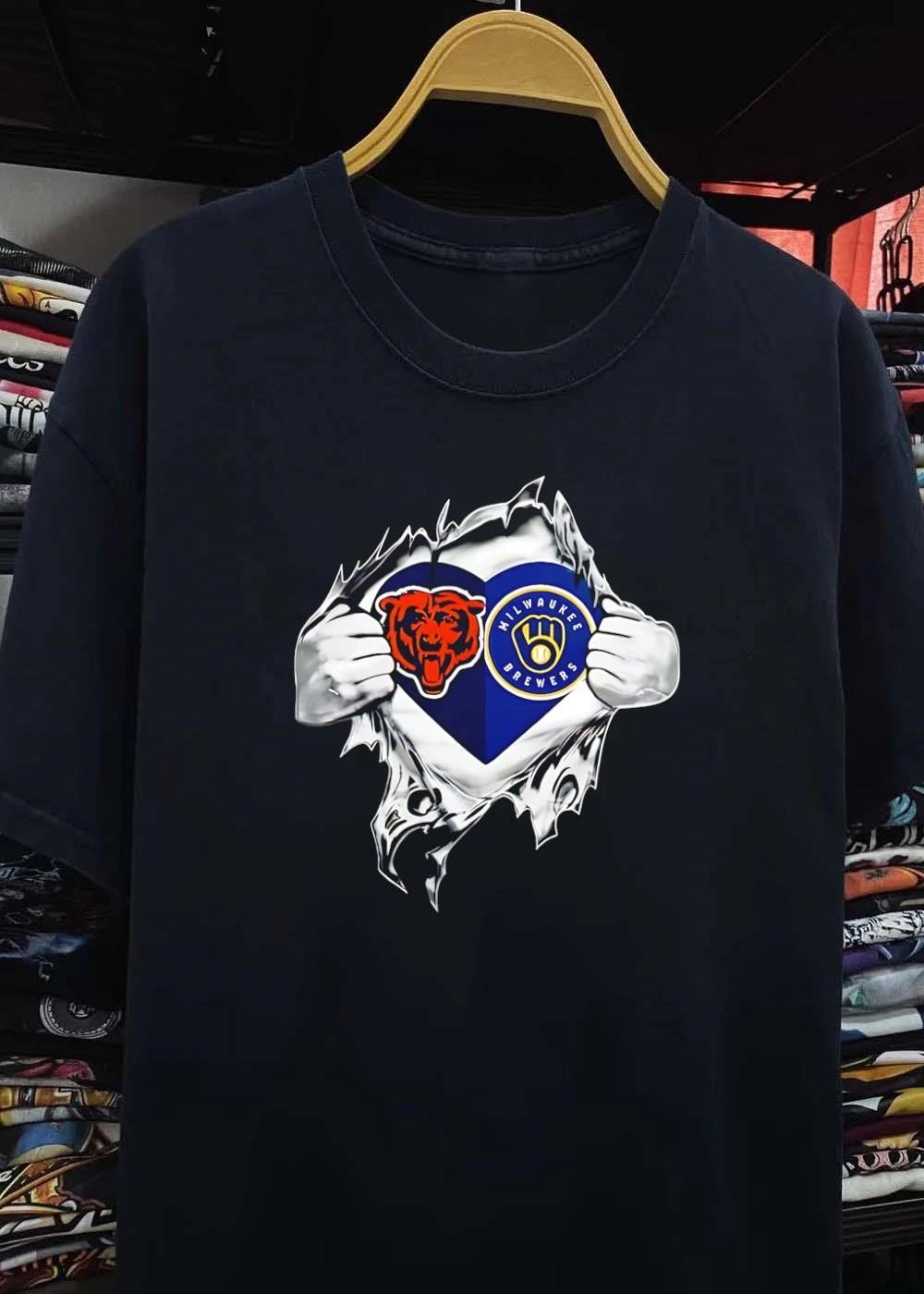 Rip Chest Bears Milwaukee Brewers T-Shirt