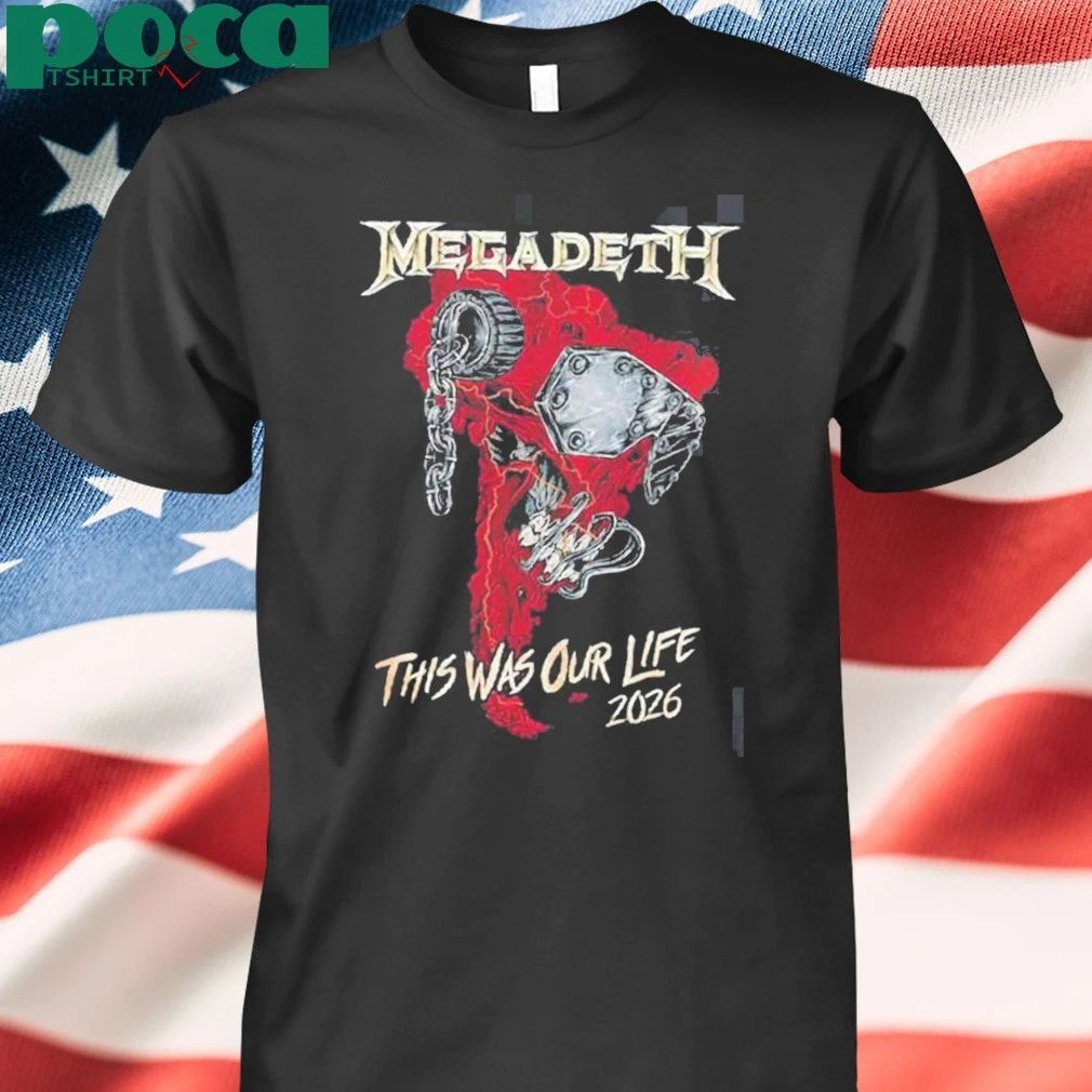 Megadeth This Was Our Life 2026 Latin America Tour Merch Red Vic Rattlehead Metal Collapse With Dates Back T-Shirt