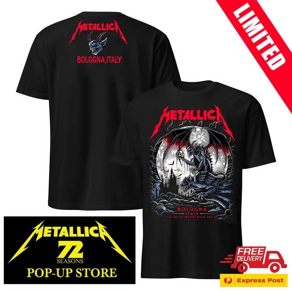 Metallica M72 Tour June 3 2026 Bologna Italy Gargoyle Shirt