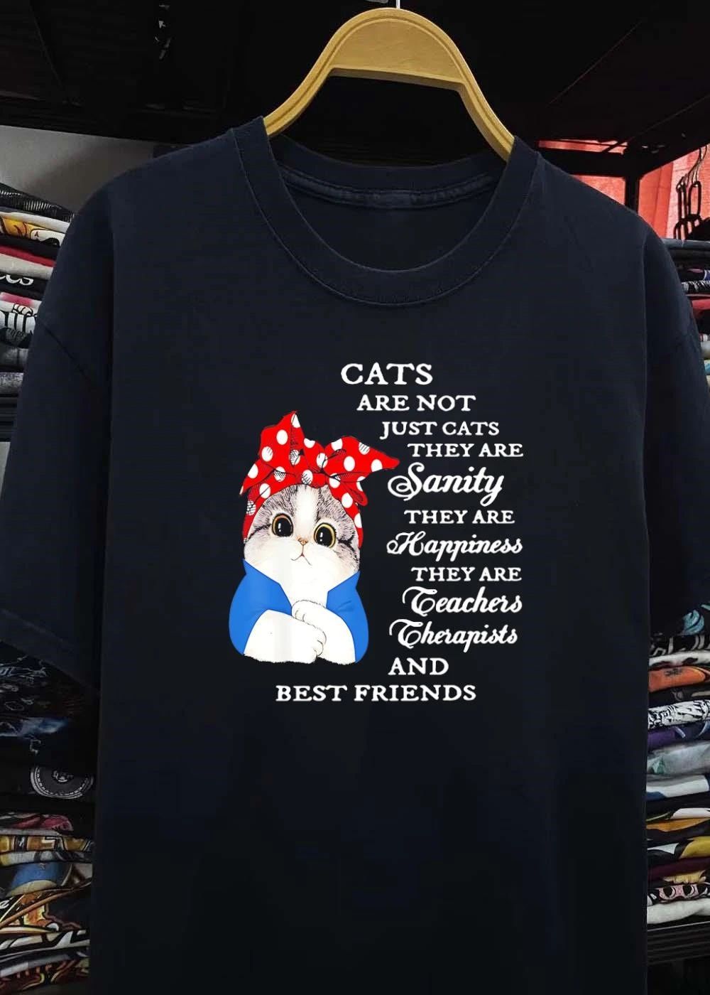 Cats are not just cats they are sanity they are happiness they are teachers shirt