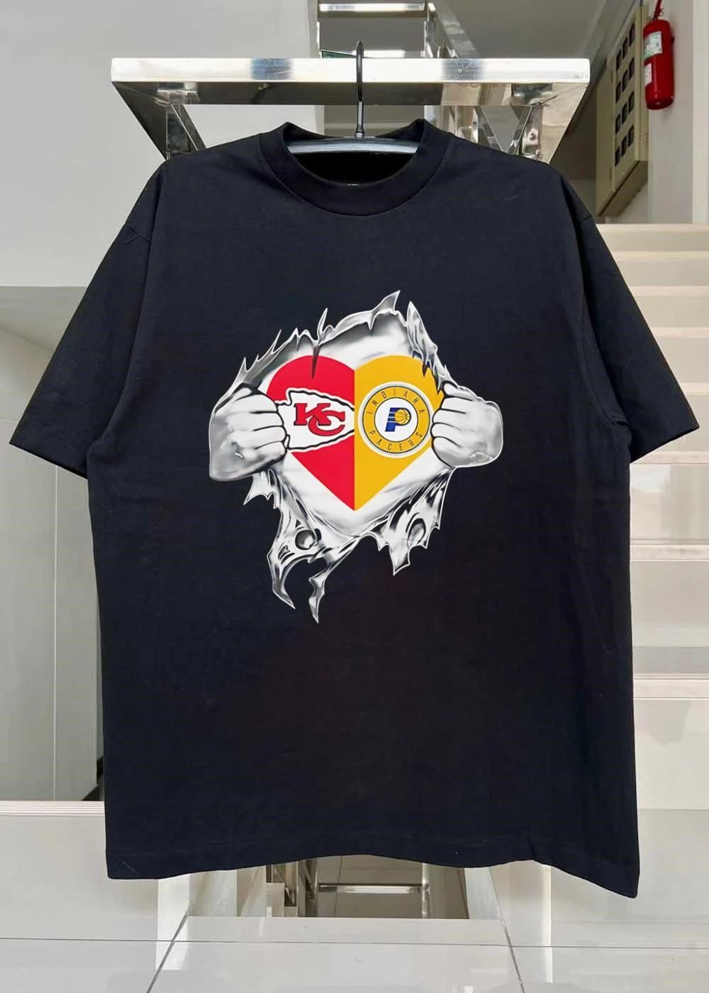 KC Chiefs Indiana Pacers Heart Ripped Open T-Shirt