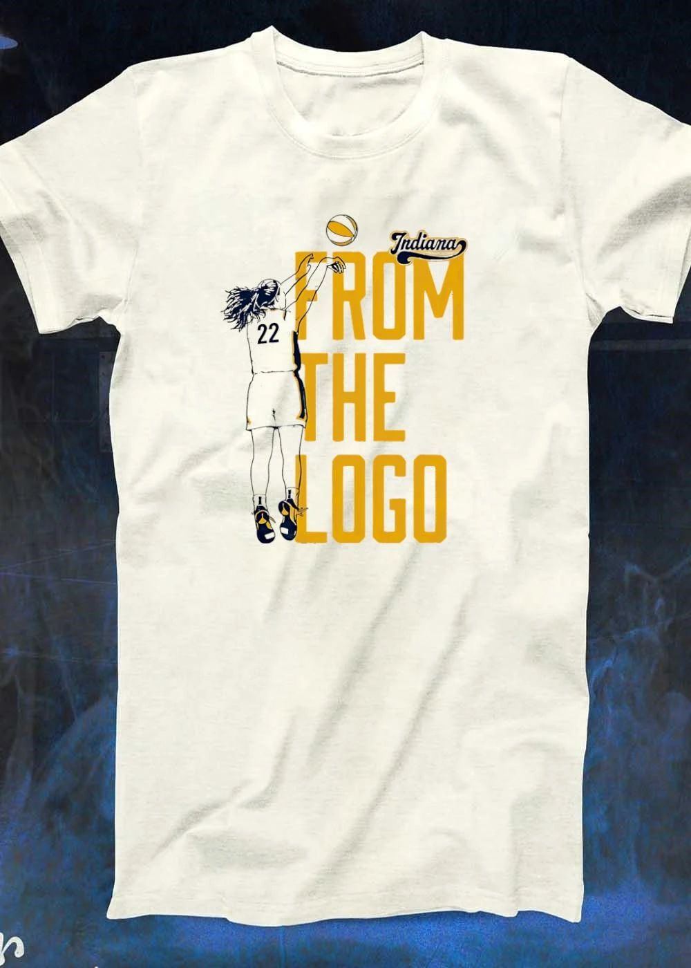 Indiana Basketball Player Jumping for Shot From the Logo Shirt