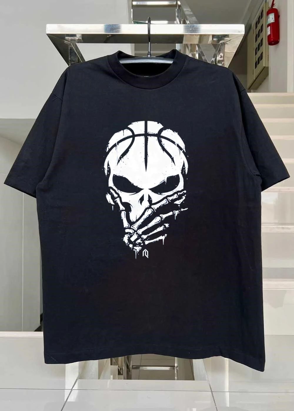 Logo Skull Basketball Skeleton Hand Silencing T-Shirt