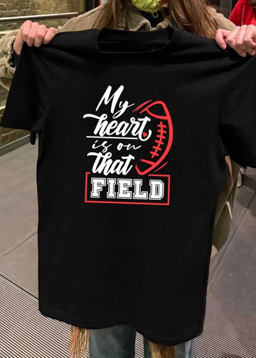 Football Mom Gift My Heart is on that Field Football shirt