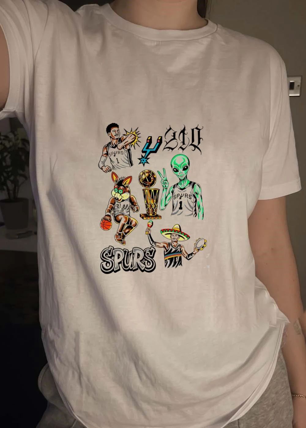 Matthew Hoisek Wembanyama Alien Coyote 210 Championship Trophy Spurs T-Shirt