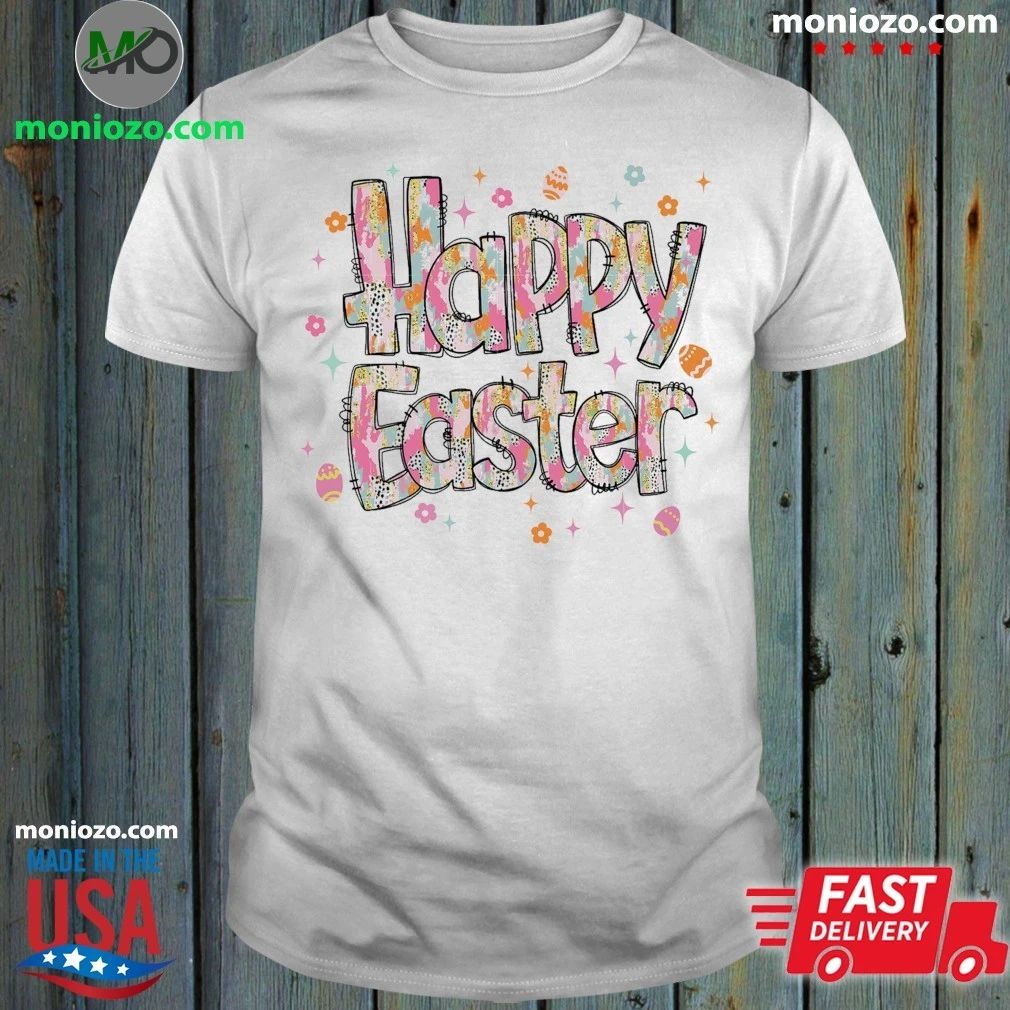 Original Happy Easter Colorful Happy Easter Lettering Shirt