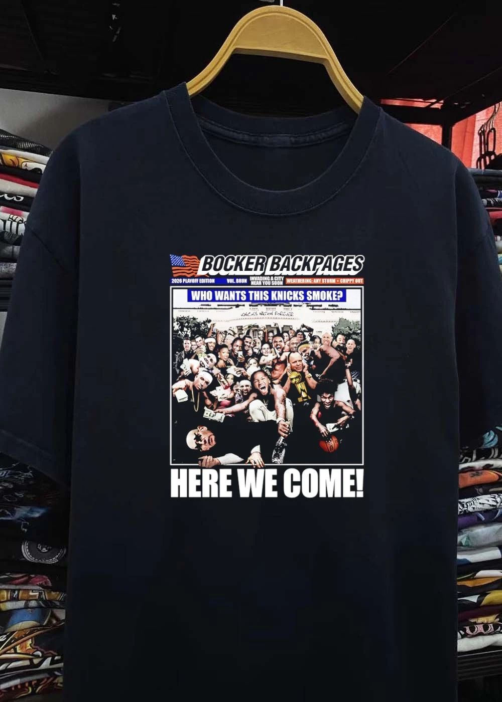 2026 Playoff Edition Vol Brun Invading A City Near You Soon Weathering Any Storm Chippy Out Who Wants This Knicks Smoke Here We Come Knicks T-Shirt