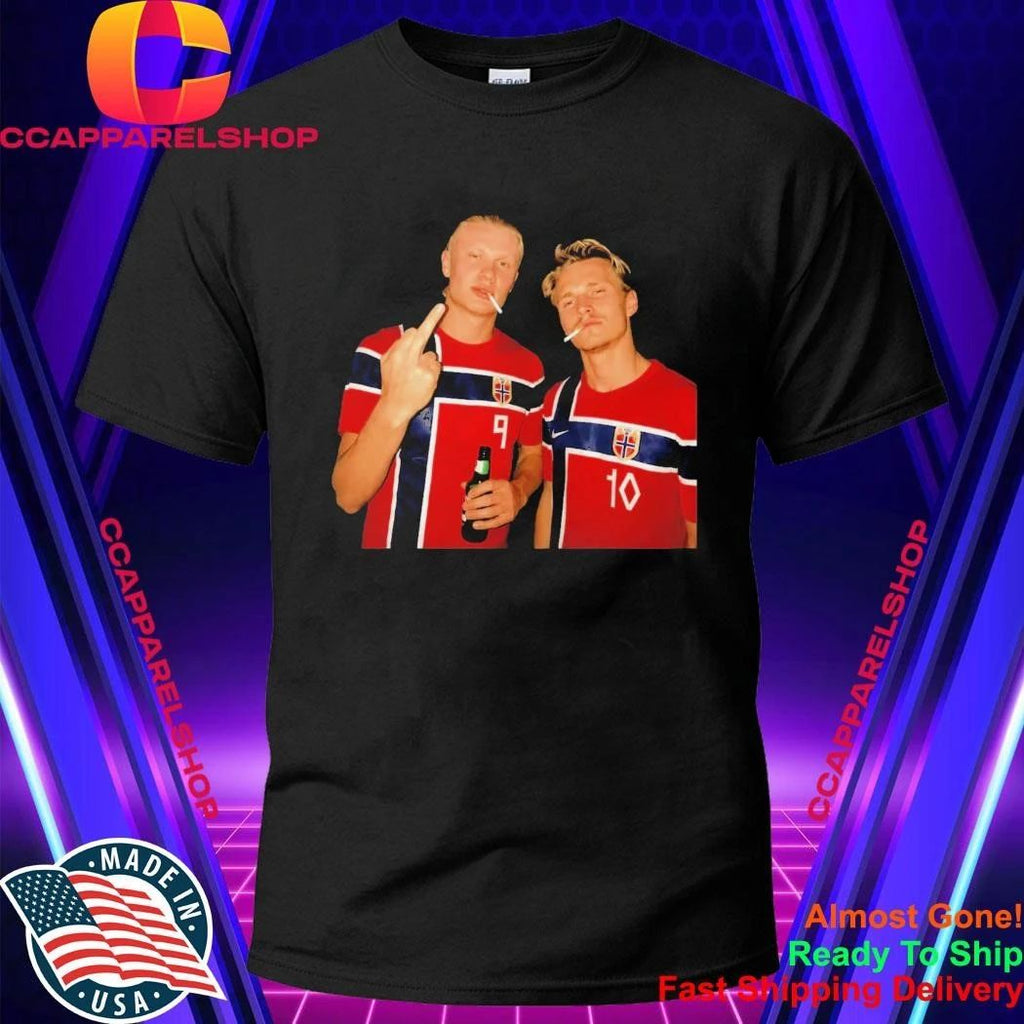 Erling Haaland and Martin Odegaard Norway smoking middle finger shirt