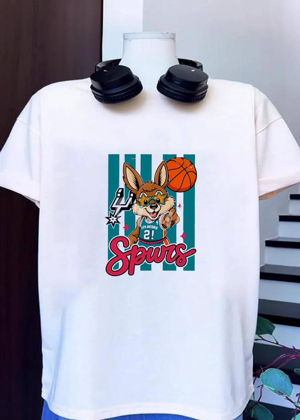 San Antonio Spurs Mascot Basketball Star Glasses Youth T-Shirt