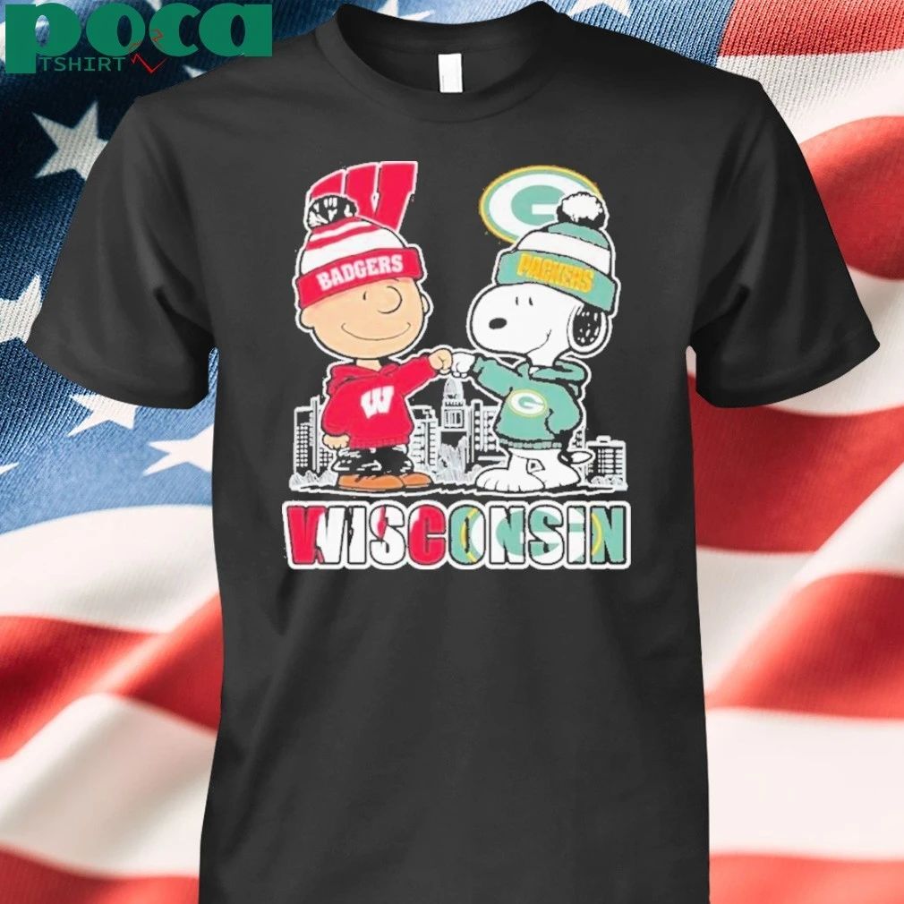 Wisconsin Badgers And Green Bay Packers Peanuts Fist Bump shirt