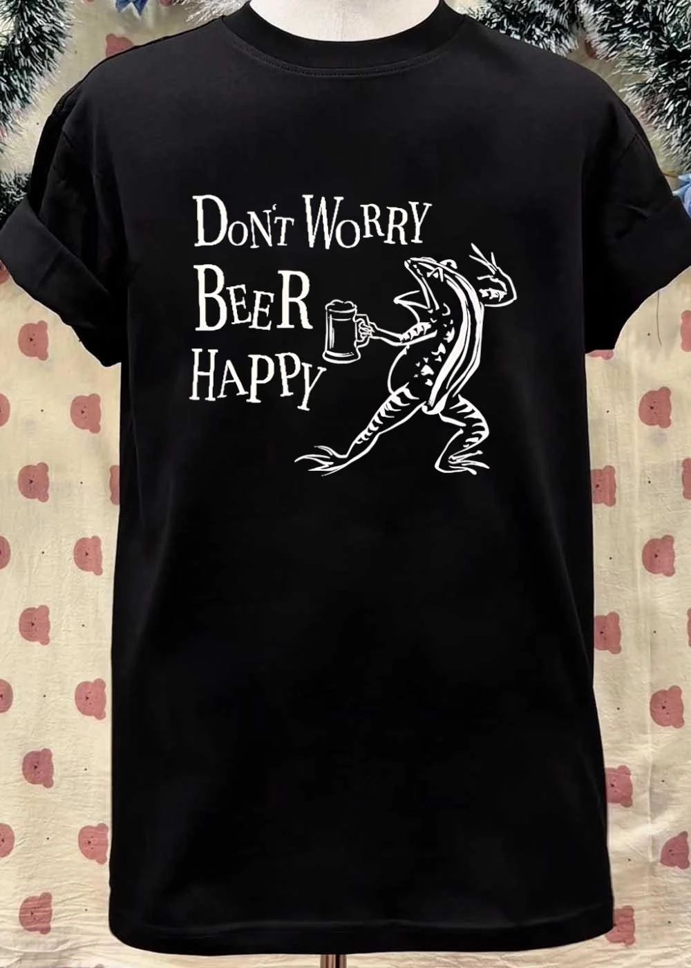 Funny Frog Graphic Don’t Worry Beer Happy T-Shirt