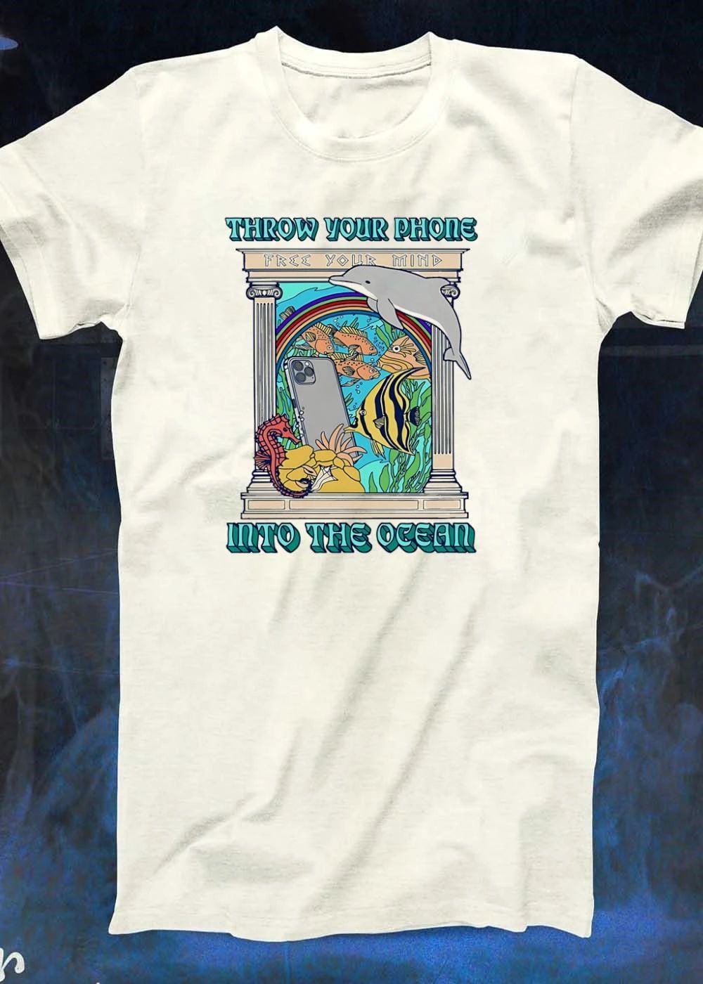Throw Your Phone Free Your Mind Into The Ocean Dolphin Shirt