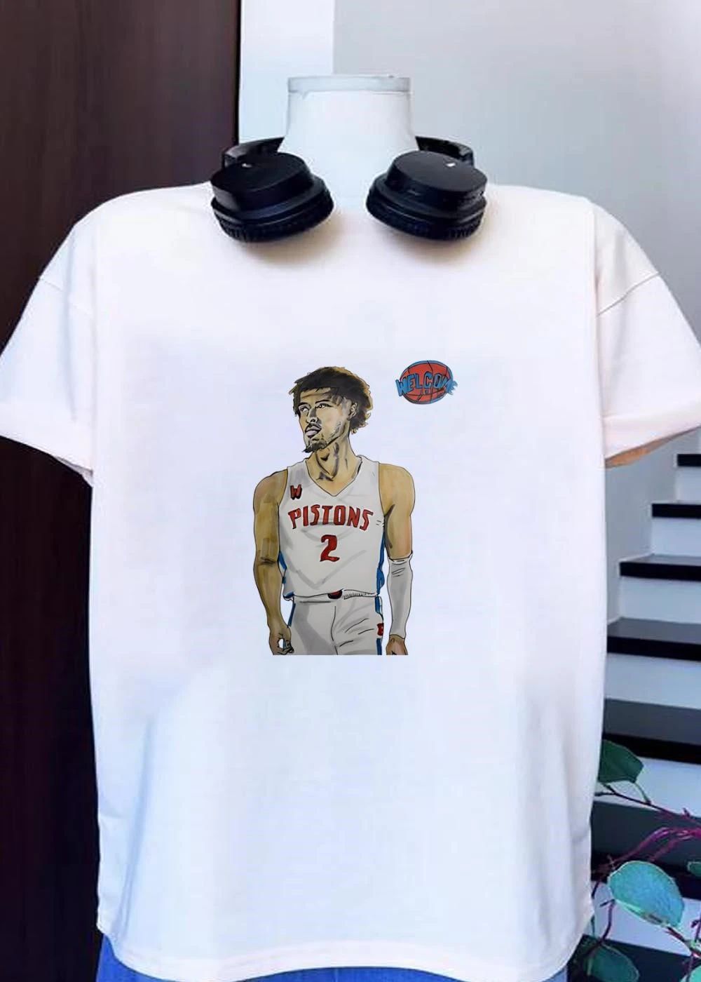 Hand-Drawn Cade Cunningham Portrait Welcome Detroit Pistons T-Shirt